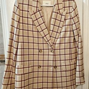 Wilfred Cream and Brown Plaid Blazer